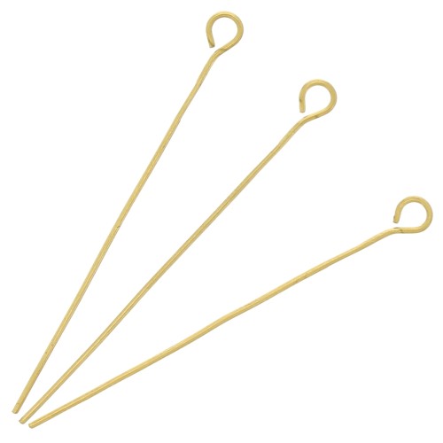 40x0.6mm 304L stainless steel eye pins - Gold x10