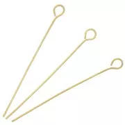 35x0.6mm 304L stainless steel eye pins - Gold x10