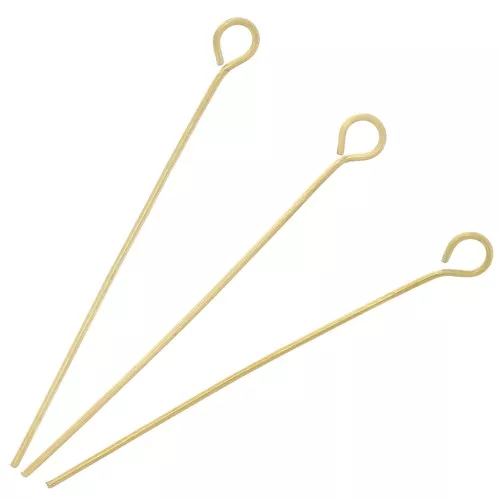 35x0.6mm 304L stainless steel eye pins - Gold x10
