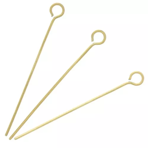 30x0.6mm 304L stainless steel eye pins - Gold x10