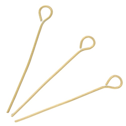 25x0.6mm 304L stainless steel eye pins - Gold x10