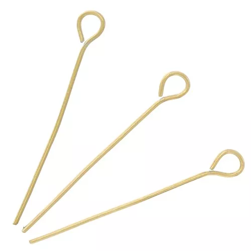 25x0.6mm 304L stainless steel eye pins - Gold x10