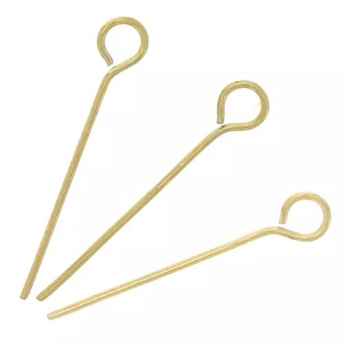 20x0.6mm 304L stainless steel eye pins - Gold x10