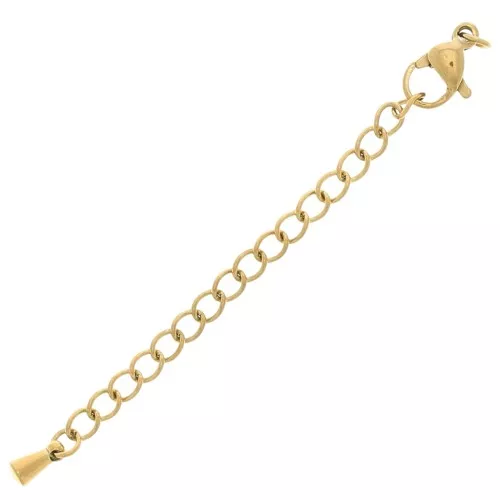 10mm 304L stainless steel lobster clasp extension chain and drop - Gold x1