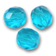 Fire Polished faceted round beads 8mm Aquamarine  x20|raw }}