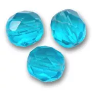 Fire Polished faceted round beads 8mm Aquamarine  x20