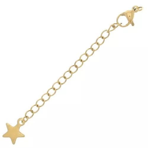 10mm 304L stainless steel Lobster clasp extension chain with star - Gold x1