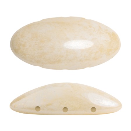 20x10mm Athos 3D 3 holes® by Puca® - Opaque Beige Ceramic Look x1