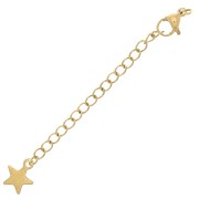 10mm Lobster Clasps with Extension Chain & Star, 304 Stainless Steel, Gold-Plated x10