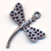 Dragongly charm 26mm Old silver tone x1|raw }}