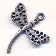 Dragongly charm 26mm Old silver tone x1