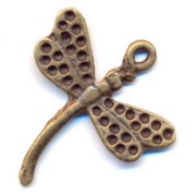 Dragonfly charm 26mm bronze tone x1