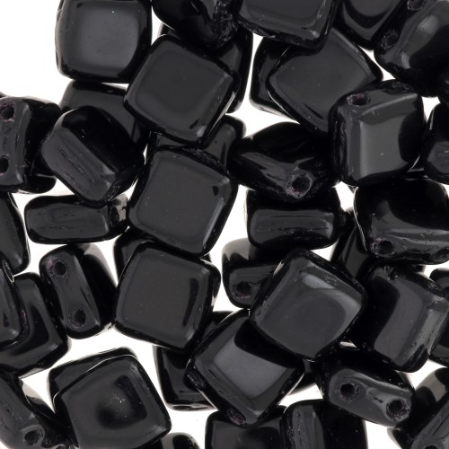 Tile beads 6 mm Jet  x50