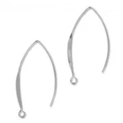 Earwires 42mm Rhodium tone x2