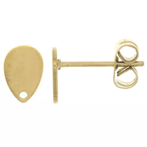 8x5mm drop earstuds with hole - 304 stainless steel - Gold x20