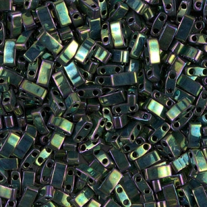 Miyuki Half Tila Beads 5x2.3x1.9 mm HTL-468 - Malachite Green Iris Metallic x10g