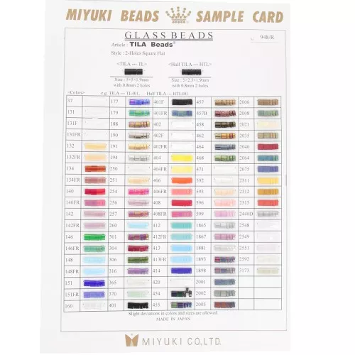 Miyuki color chart - Tila Beads and Half Tila Beads - Sample Card (n°948)