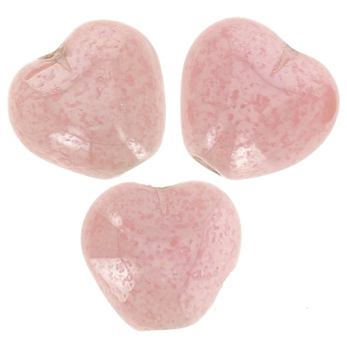 6x6.5mm Heart beads - Opaque Pink Luster x10g