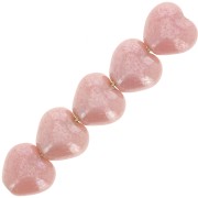 6x6.5mm Heart beads - Opaque Pink Luster x10g