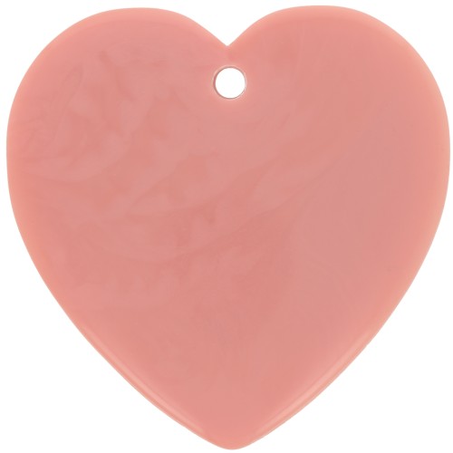 36x36.5mm Heart pendant in opaque resin - Salmon pink x1