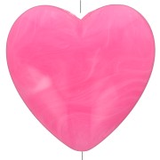 17x18 mm opaque resin heart bead - Bright pink marbled x1