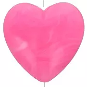 17x18 mm opaque resin heart bead - Bright pink marbled x1
