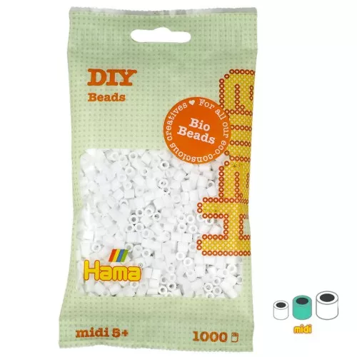 5mm Hama Bio ironing beads - MIDI - White (n°01) x1000