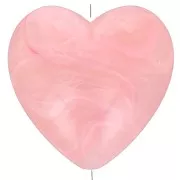 Perle coeur 17x18 mm en résine opaque - Rose marbré x1