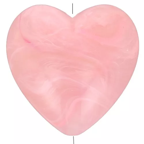 17x18 mm opaque resin heart bead - marble Rose x1