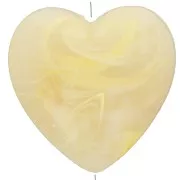 Perle coeur 17x18 mm en résine opaque - Jaune clair marbré x1