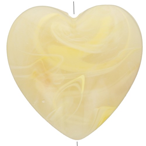 17x18 mm opaque resin heart bead -  Light yellow marbled x1