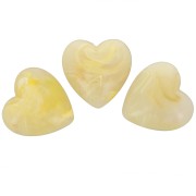17x18 mm opaque resin heart bead -  Light yellow marbled x1