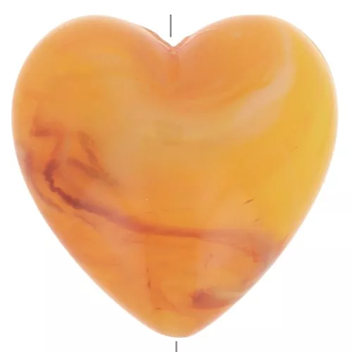 Heart bead 17x18 mm in translucent resin - Apricot marbled x1