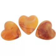 Heart bead 17x18 mm in translucent resin - Apricot marbled x1