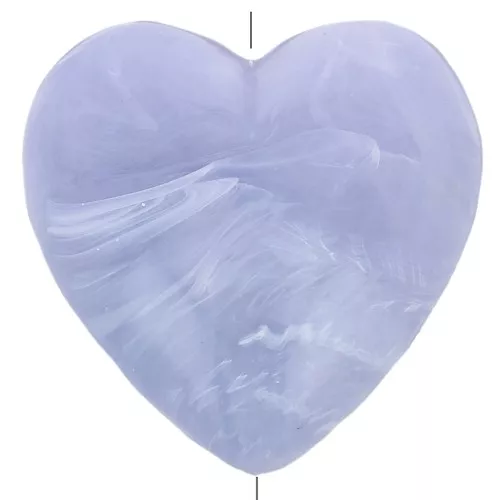 17x18 mm opaque resin heart bead - Marbled glacier grey x1