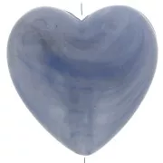 17x18 mm opaque resin heart bead - Blue-grey marbled x1