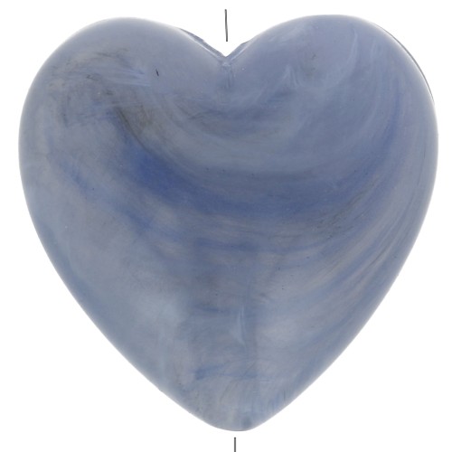17x18 mm opaque resin heart bead - Blue-grey marbled x1