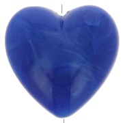 17x18 mm opaque resin heart bead - Marbled Royal Blue x1|raw }}