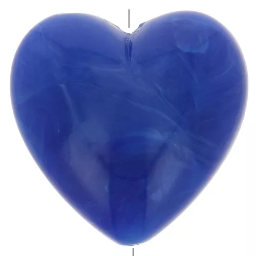 17x18 mm opaque resin heart bead - Marbled Royal Blue x1
