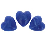 17x18 mm opaque resin heart bead - Marbled Royal Blue x1