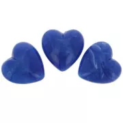 17x18 mm opaque resin heart bead - Marbled Royal Blue x1