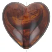 Heart bead 17x18 mm in translucent resin - Marbled amber x1
