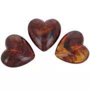 Heart bead 17x18 mm in translucent resin - Marbled amber x1