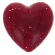 17x18 mm opaque resin heart bead -  Dark red marbled x1