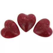Heart bead 17x18 mm in opaque resin - Dark red marbled glitter x1