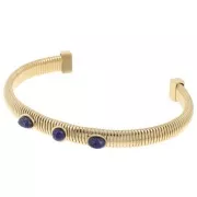7x160mm 304L Stainless steel Adjustable Bracelet - Lapis Lazuli - Gold x1