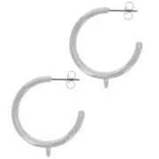 26mm Open hoop earrings with closed ring - Fine silver plating x2