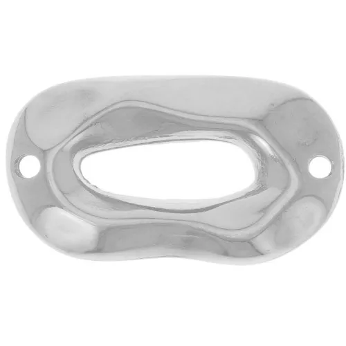 26.5x15mm Hammered irregular oval spacer - Fine silver plating x1