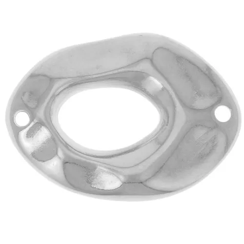 26.5x19mm Hammered irregular oval spacer - Fine silver plating x1