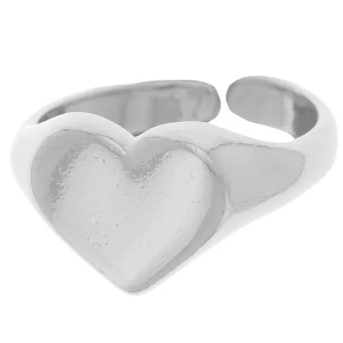 Heart-shaped signet ring - Size 53 - Fine silver plating x1